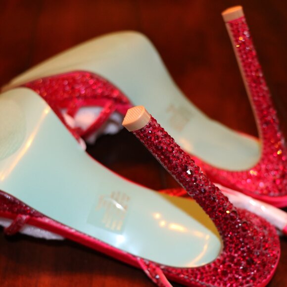 FINAL OFFER! - NWT Betsey Johnson Red Sparkle Blue Heels - 10 - Picture 12 of 15